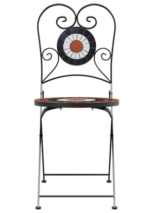 Bistrostoelen 2 st inklapbaar keramiek terracottakleurig en wit