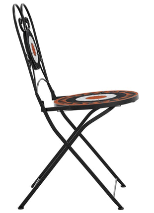 Bistrostoelen 2 st inklapbaar keramiek terracottakleurig en wit