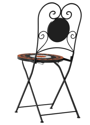 Bistrostoelen 2 st inklapbaar keramiek terracottakleurig en wit