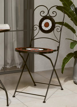 Bistrostoelen 2 st inklapbaar keramiek terracottakleurig en wit