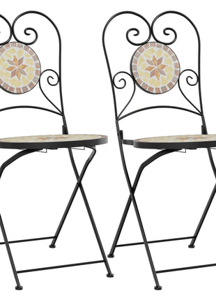 Bistrostoelen 2 st inklapbaar keramiek terracottakleurig en wit