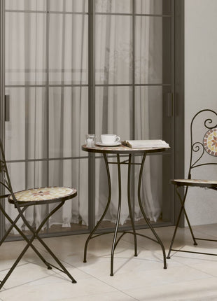Bistrostoelen 2 st inklapbaar keramiek terracottakleurig en wit