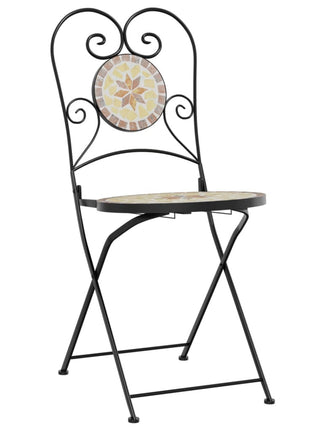 Bistrostoelen 2 st inklapbaar keramiek terracottakleurig en wit