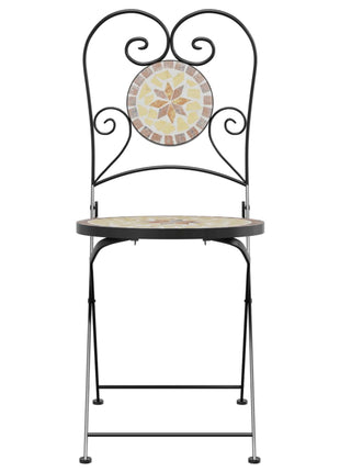 Bistrostoelen 2 st inklapbaar keramiek terracottakleurig en wit