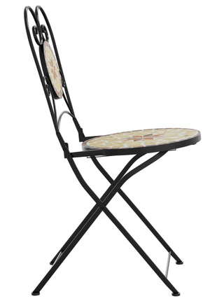 Bistrostoelen 2 st inklapbaar keramiek terracottakleurig en wit