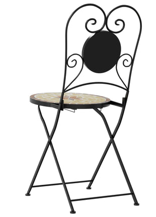 Bistrostoelen 2 st inklapbaar keramiek terracottakleurig en wit