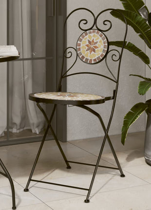 Bistrostoelen 2 st inklapbaar keramiek terracottakleurig en wit
