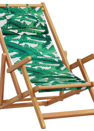 Strandstoel inklapbaar bladpatroon eucalyptushout en stof