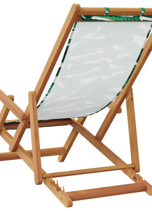 Strandstoel inklapbaar bladpatroon eucalyptushout en stof