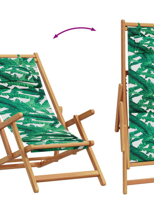 Strandstoel inklapbaar bladpatroon eucalyptushout en stof