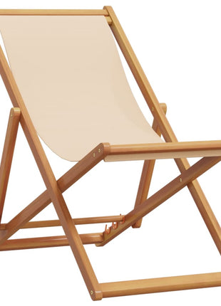 Strandstoel inklapbaar massief eucalyptushout en stof beige