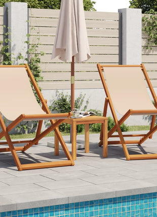 Strandstoel inklapbaar massief eucalyptushout en stof beige