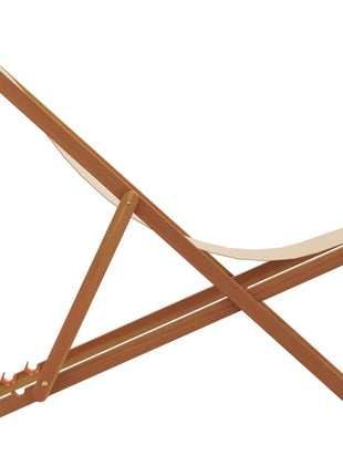 Strandstoel inklapbaar massief eucalyptushout en stof beige
