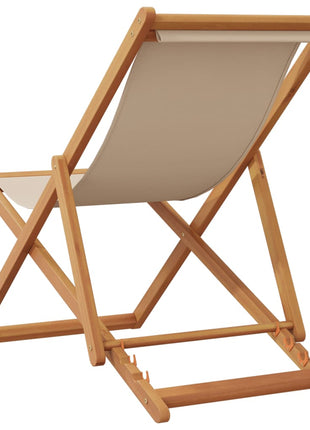 Strandstoel inklapbaar massief eucalyptushout en stof beige
