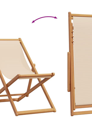 Strandstoel inklapbaar massief eucalyptushout en stof beige