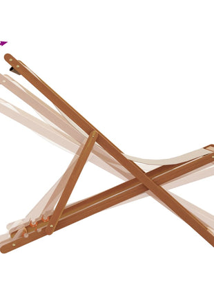 Strandstoel inklapbaar massief eucalyptushout en stof beige