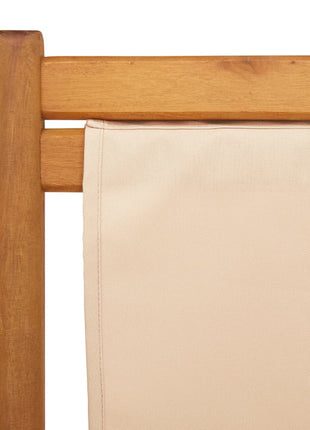 Strandstoel inklapbaar massief eucalyptushout en stof beige
