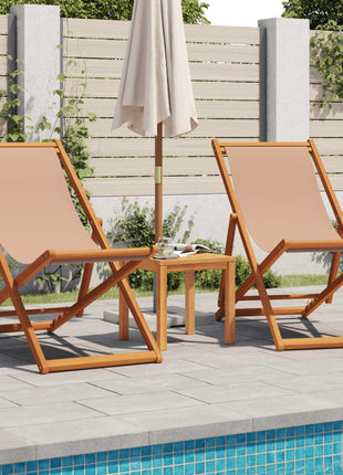 Strandstoel inklapbaar massief eucalyptushout en stof taupe