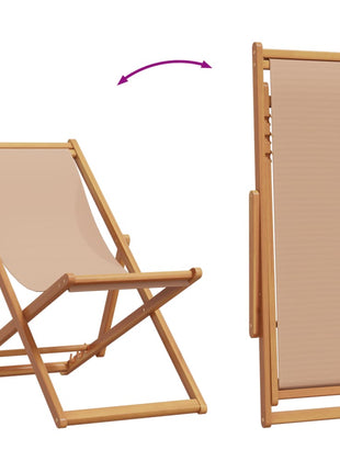 Strandstoel inklapbaar massief eucalyptushout en stof taupe