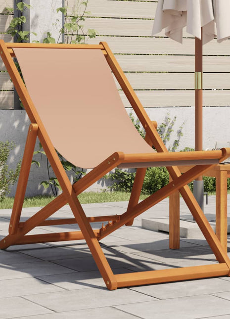 Strandstoel inklapbaar massief eucalyptushout en stof taupe