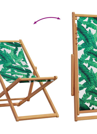 Strandstoel inklapbaar bladpatroon eucalyptushout en stof
