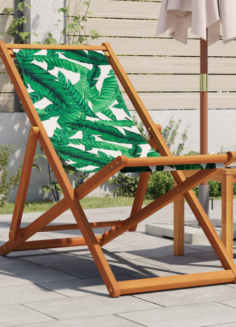 Strandstoel inklapbaar bladpatroon eucalyptushout en stof
