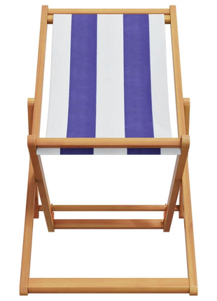 Strandstoel inklapbaar eucalyptushout en stof blauw en wit