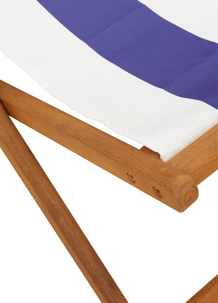 Strandstoel inklapbaar eucalyptushout en stof blauw en wit