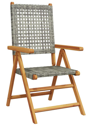 Tuinstoelen 2 st massief acaciahout en poly rattan grijs