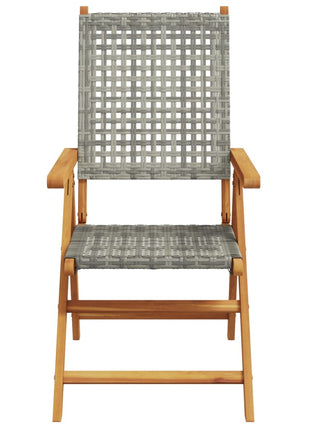 Tuinstoelen 2 st massief acaciahout en poly rattan grijs