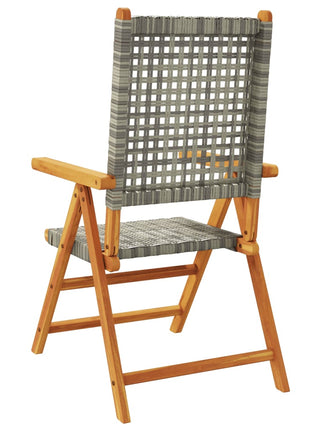 Tuinstoelen 2 st massief acaciahout en poly rattan grijs