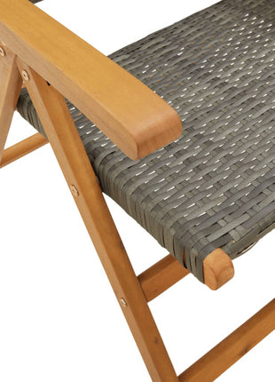 Tuinstoelen 2 st massief acaciahout en poly rattan grijs