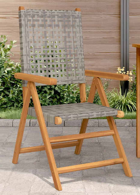Tuinstoelen 2 st massief acaciahout en poly rattan grijs