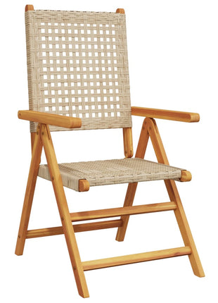 Tuinstoelen 2 st massief acaciahout en poly rattan beige