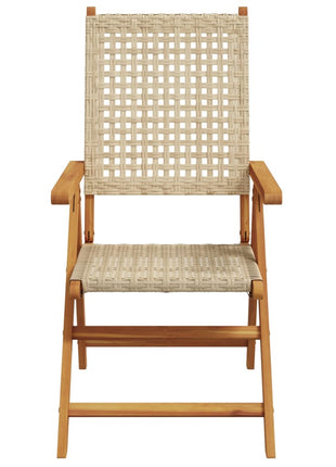 Tuinstoelen 2 st massief acaciahout en poly rattan beige