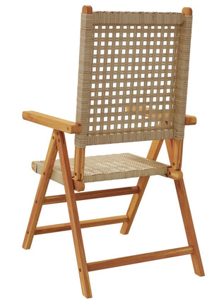 Tuinstoelen 2 st massief acaciahout en poly rattan beige