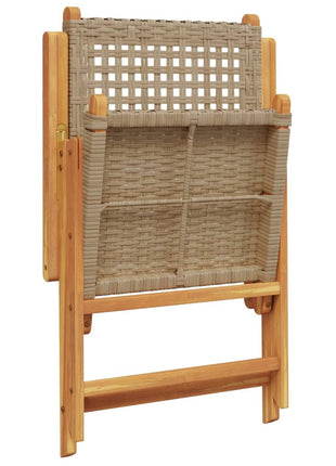 Tuinstoelen 2 st massief acaciahout en poly rattan beige