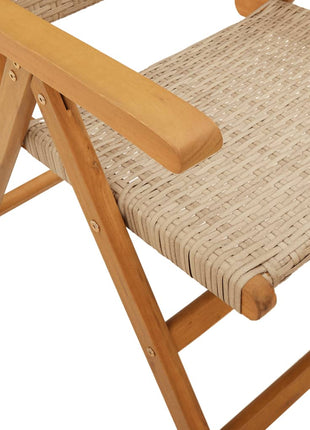 Tuinstoelen 2 st massief acaciahout en poly rattan beige
