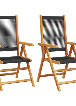 Tuinstoelen 2 st massief acaciahout en polypropeen zwart