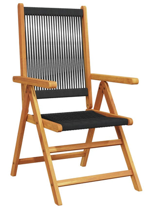Tuinstoelen 2 st massief acaciahout en polypropeen zwart