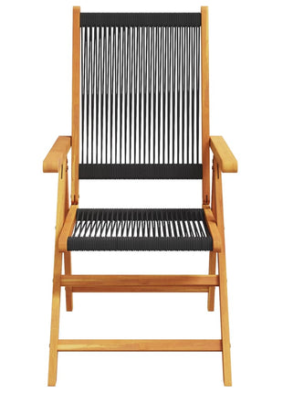 Tuinstoelen 2 st massief acaciahout en polypropeen zwart