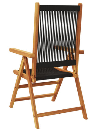 Tuinstoelen 2 st massief acaciahout en polypropeen zwart