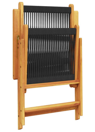 Tuinstoelen 2 st massief acaciahout en polypropeen zwart