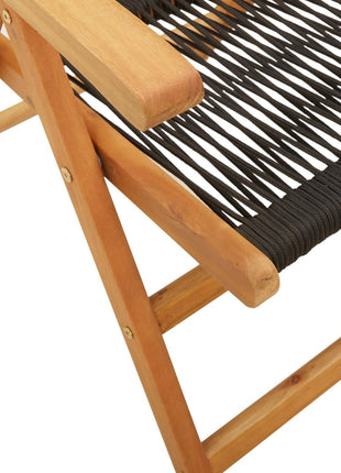 Tuinstoelen 2 st massief acaciahout en polypropeen zwart