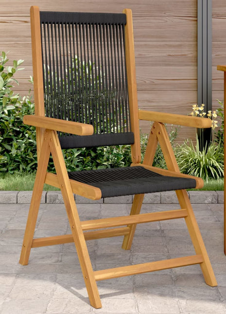 Tuinstoelen 2 st massief acaciahout en polypropeen zwart