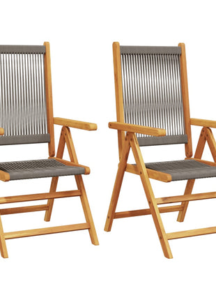 Tuinstoelen 2 st massief acaciahout en polypropeen grijs