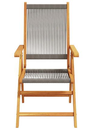 Tuinstoelen 2 st massief acaciahout en polypropeen grijs