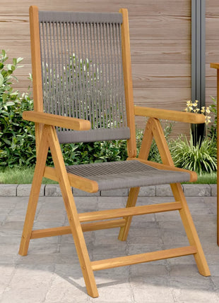 Tuinstoelen 2 st massief acaciahout en polypropeen grijs