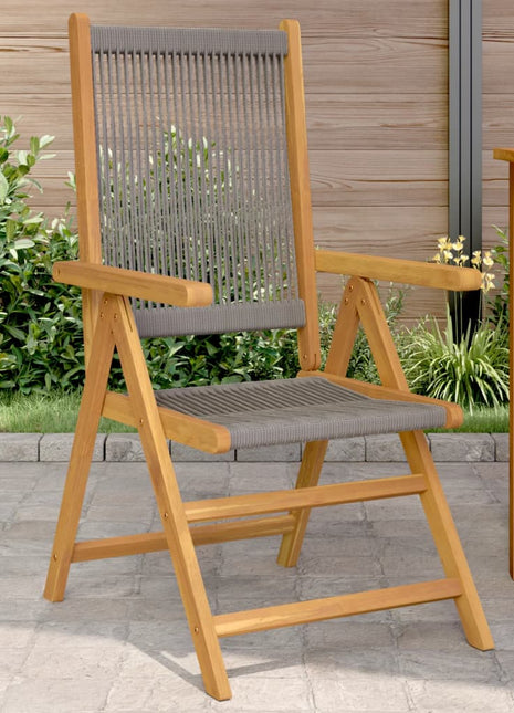 Tuinstoelen 2 st massief acaciahout en polypropeen grijs