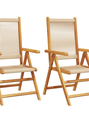 Tuinstoelen 2 st massief acaciahout en polypropeen beige